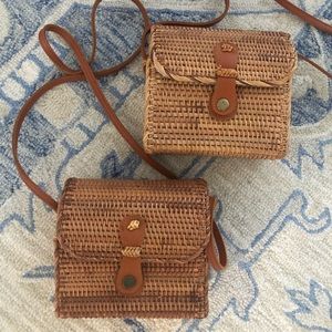 Rattan straw purse